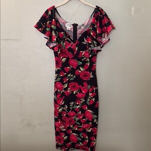 Unique Vintage Off-the-Shoulder Rose Dress